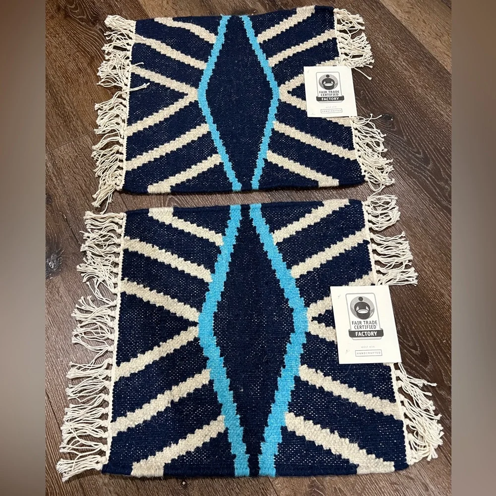 NWT west elm Geometric Fringe mat 2 total